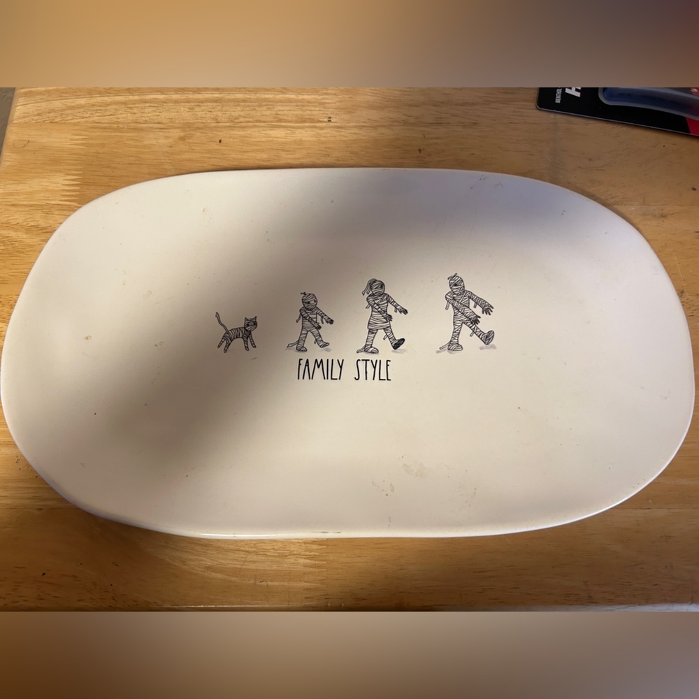 Rae Dunn Halloween "Family Style" Mummy Platter/Serving Tray